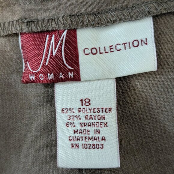 JM COLLECTION Brown High Rise Straight Leg Front Zip Career Pants; Size 18 - Picture 3 of 4